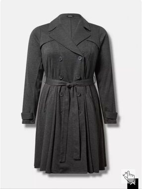 Gently Worn TORRID Grey Brushed Ponte Trench Coat Size TORRID 00